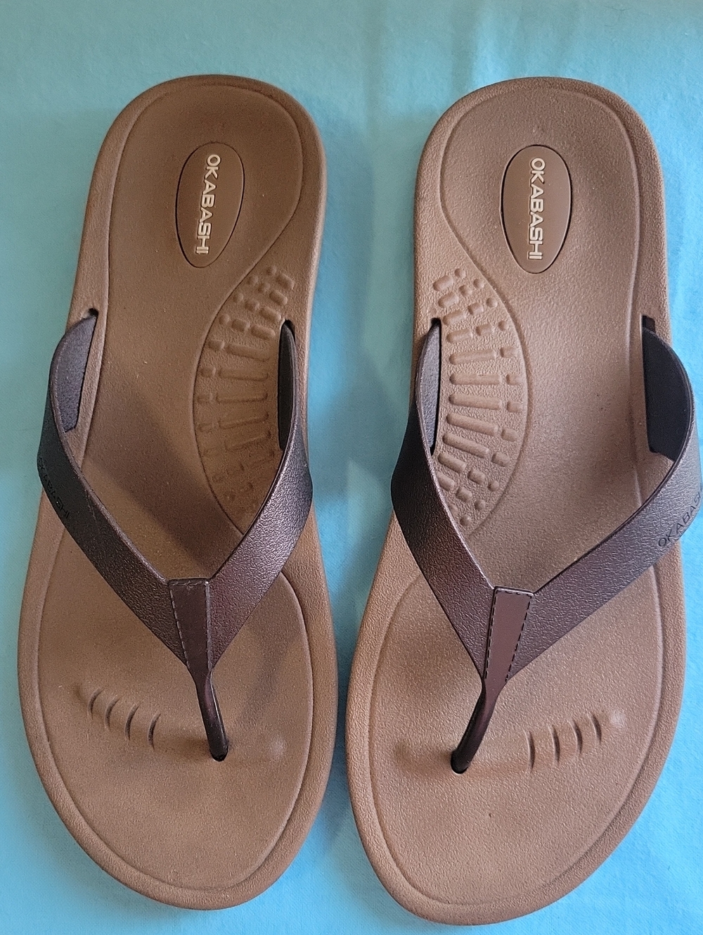 🌷 Okabashi Women’s Brown Flip Flops - Comfortable Casual Sandals Size L